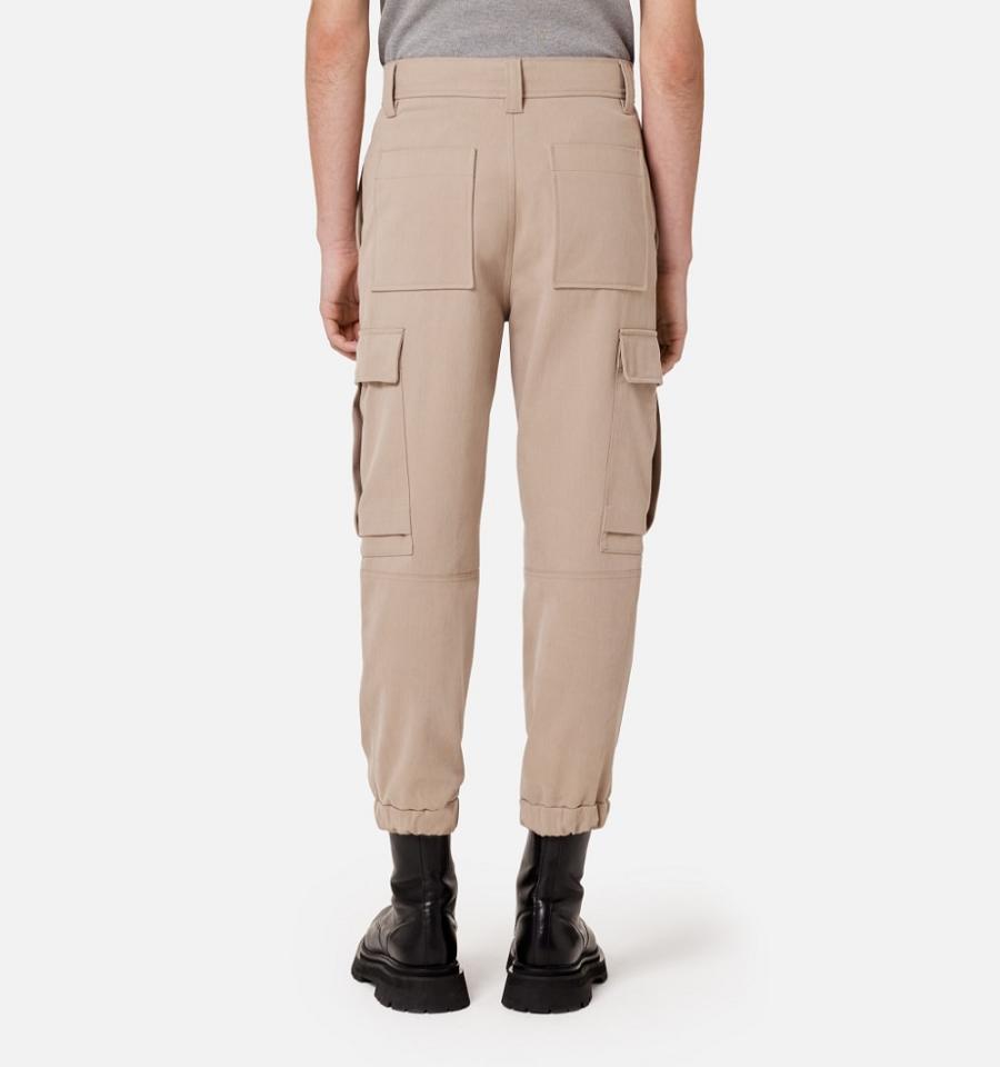 Men's Ami Paris With Elasticated Ankles Cargo Pants Khaki | ami-MY342