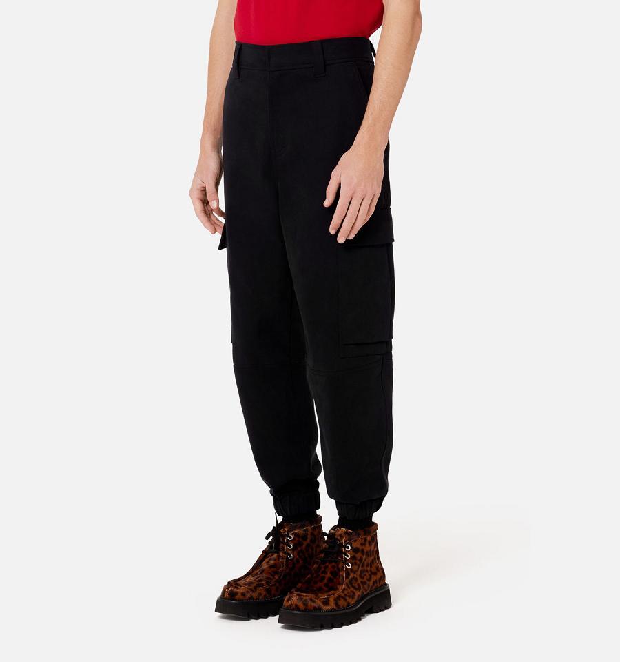 Men's Ami Paris With Elasticated Ankles Cargo Pants Black | ami-MY559