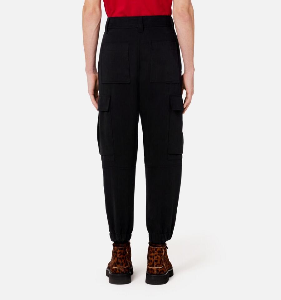 Men's Ami Paris With Elasticated Ankles Cargo Pants Black | ami-MY559