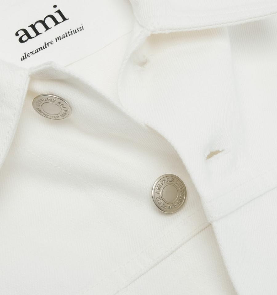 Men's Ami Paris Worker Jackets White | ami-MY248