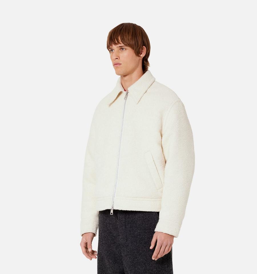 Men's Ami Paris Zipped Jackets White | ami-MY515