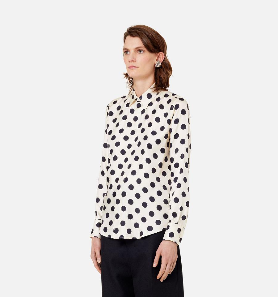 Women's Ami Paris Ami Fit Shirts White / Navy | ami-MY272