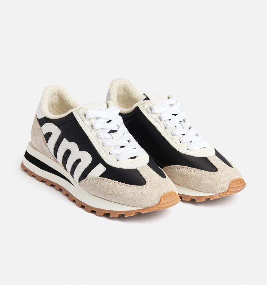 Women's Ami Paris Ami Rush Sneakers Beige / Black | ami-MY458