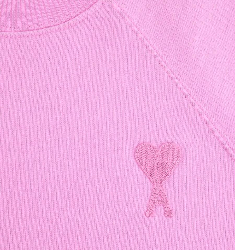 Women's Ami Paris Ami de Coeur Crewneck Sweatshirts Pink | ami-MY178