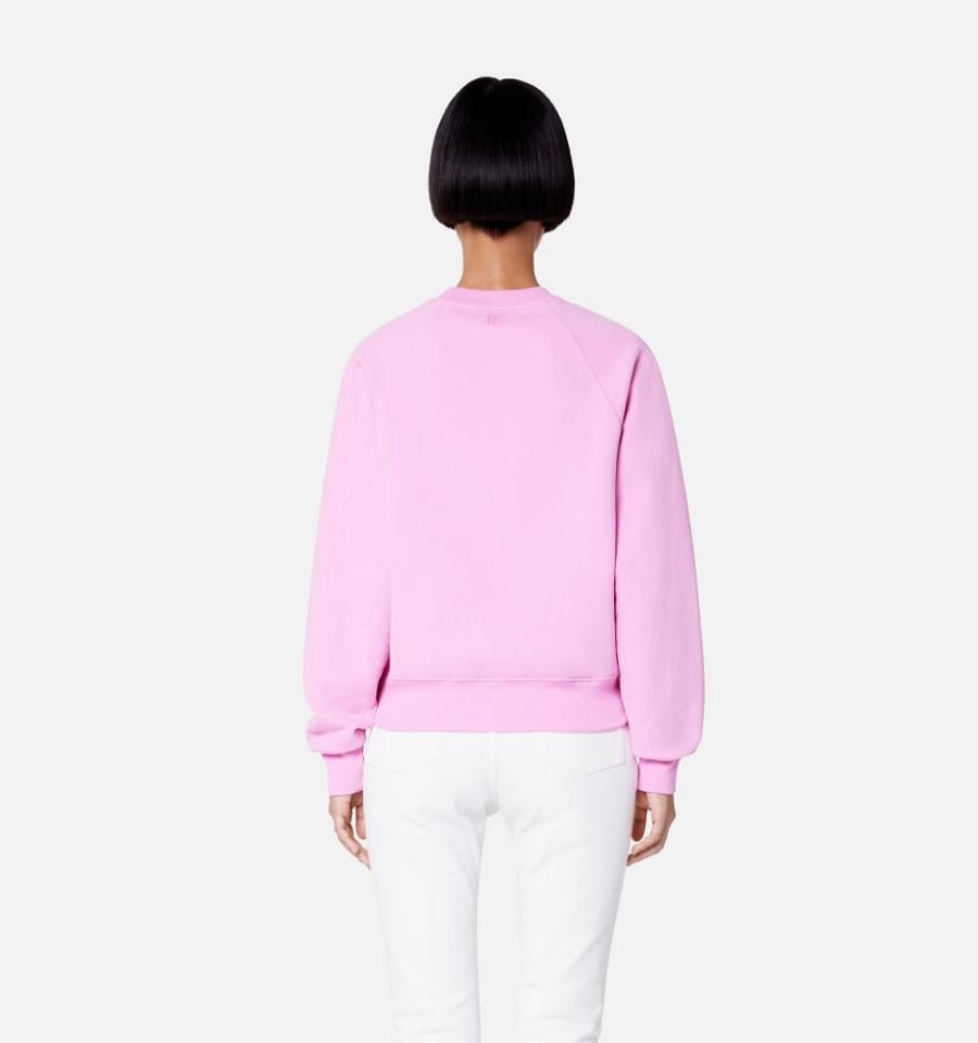 Women's Ami Paris Ami de Coeur Crewneck Sweatshirts Pink | ami-MY178