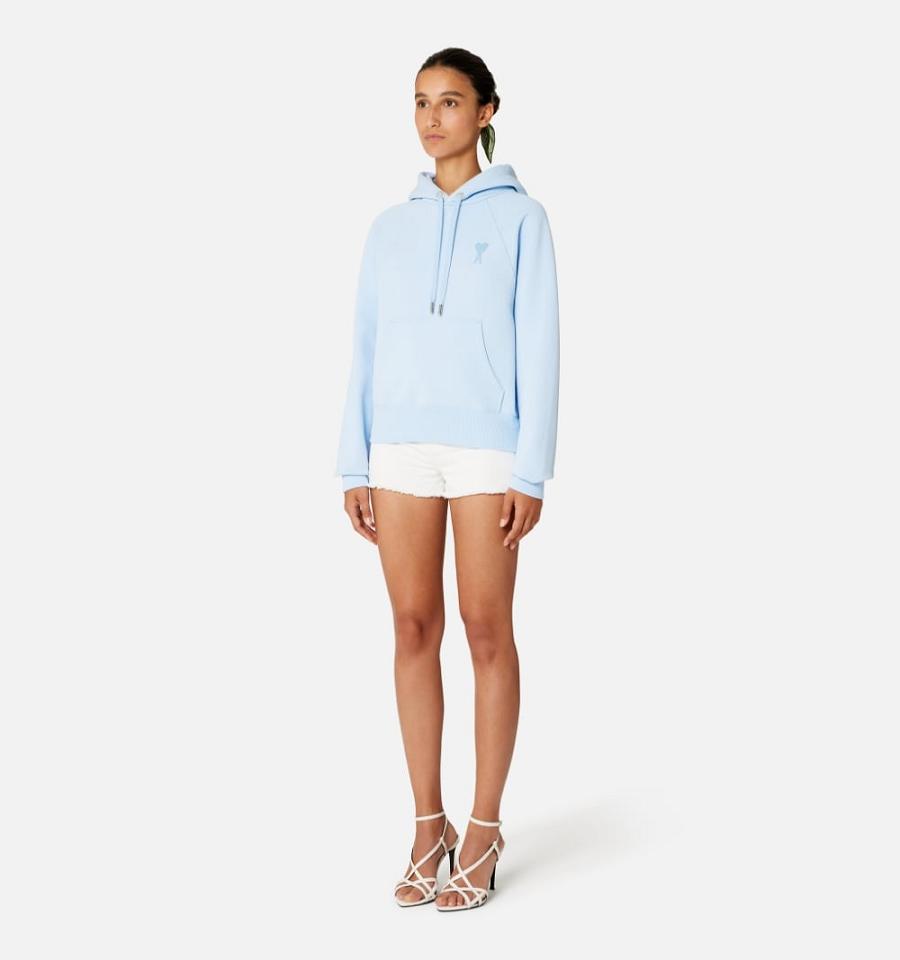 Women's Ami Paris Ami de Coeur Hoodies Blue | ami-MY582