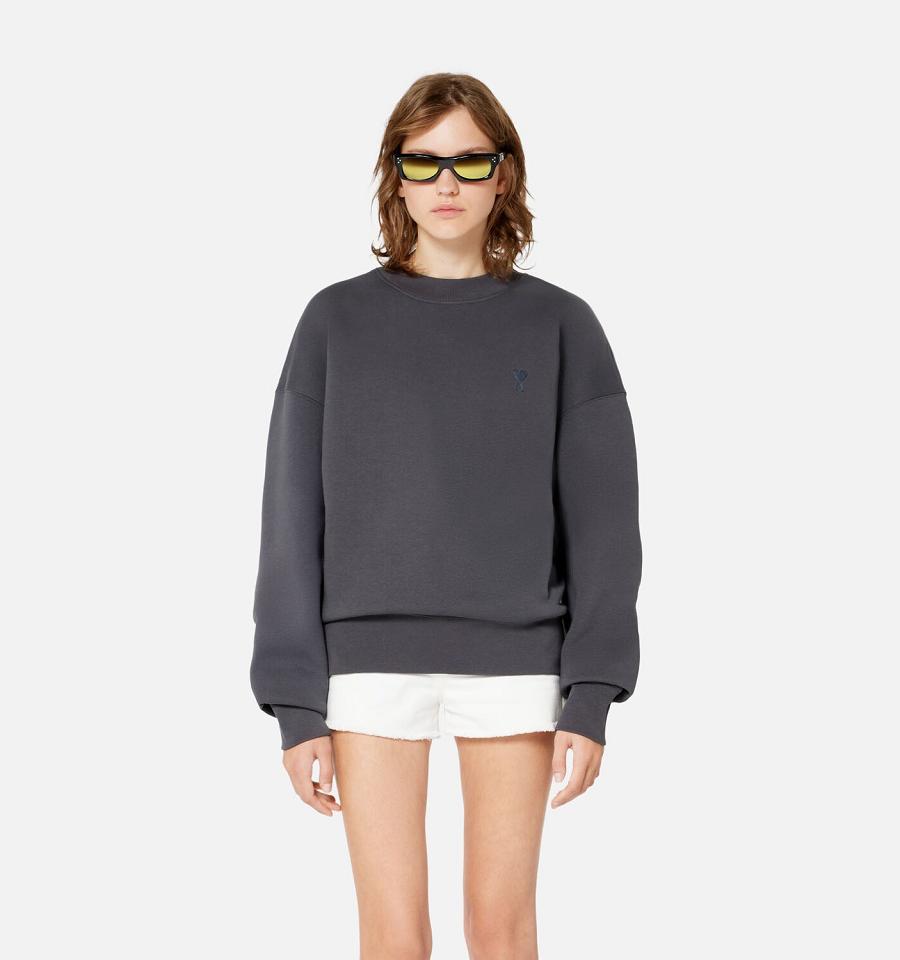 Women's Ami Paris Ami de Coeur Sweatshirts Grey | ami-MY407