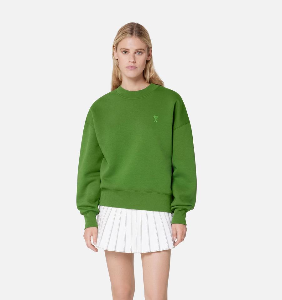 Women's Ami Paris Ami de Coeur Sweatshirts Green | ami-MY417