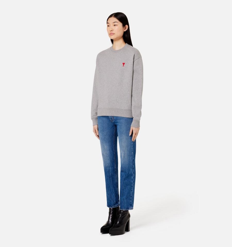 Women's Ami Paris Ami de Coeur Sweatshirts Grey | ami-MY456