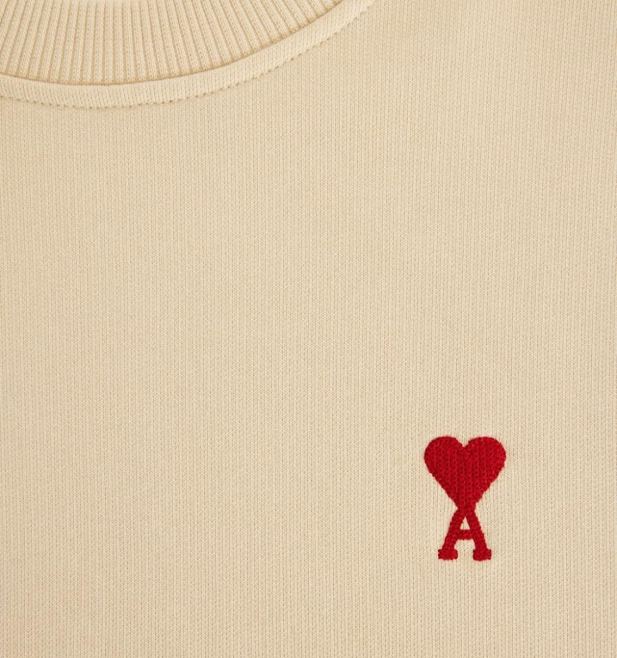 Women's Ami Paris Ami de Coeur Sweatshirts Beige | ami-MY586