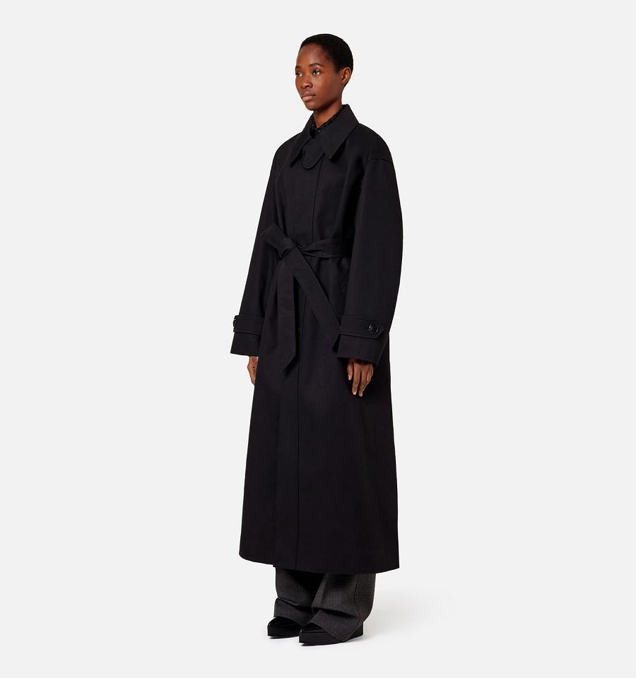 Women's Ami Paris Belted Mac Coats Black | ami-MY608