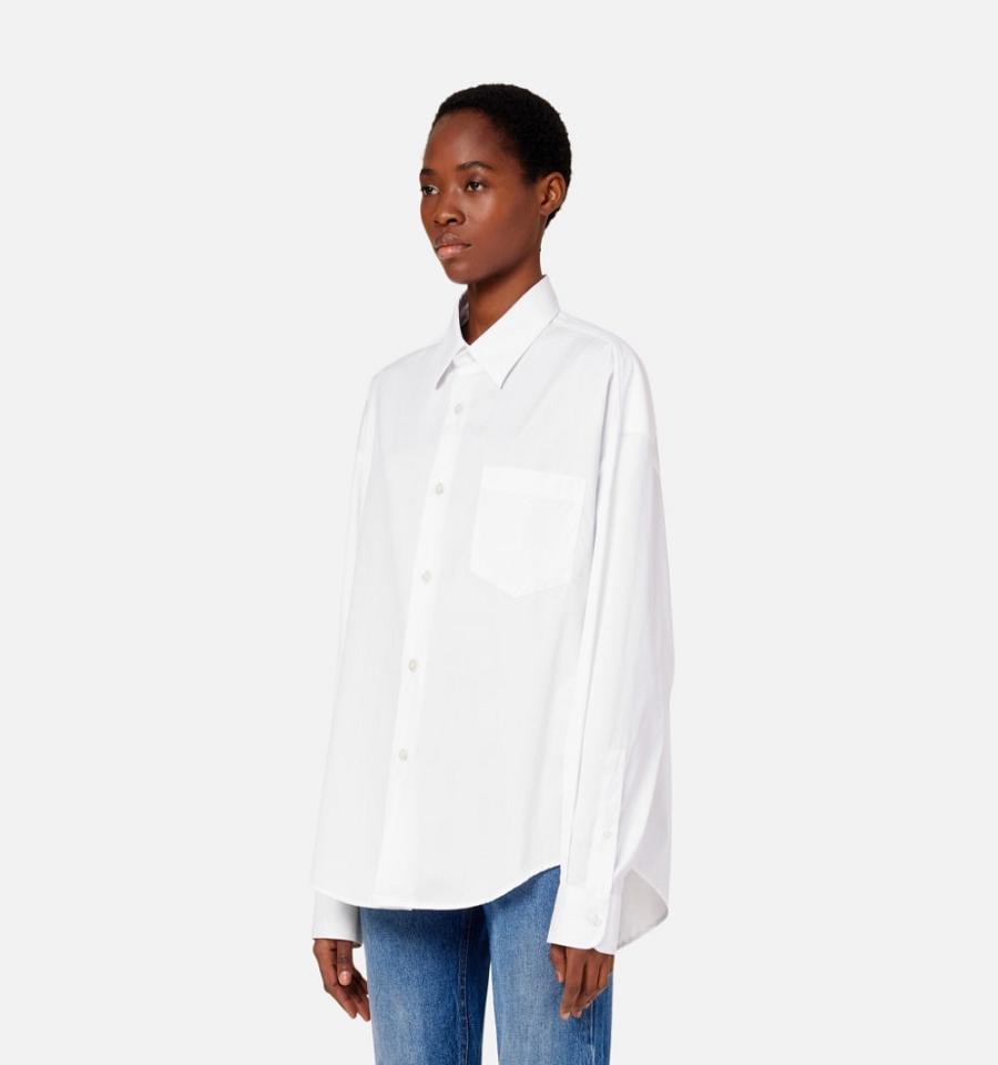 Women's Ami Paris Boxy Fit Shirts White | ami-MY378