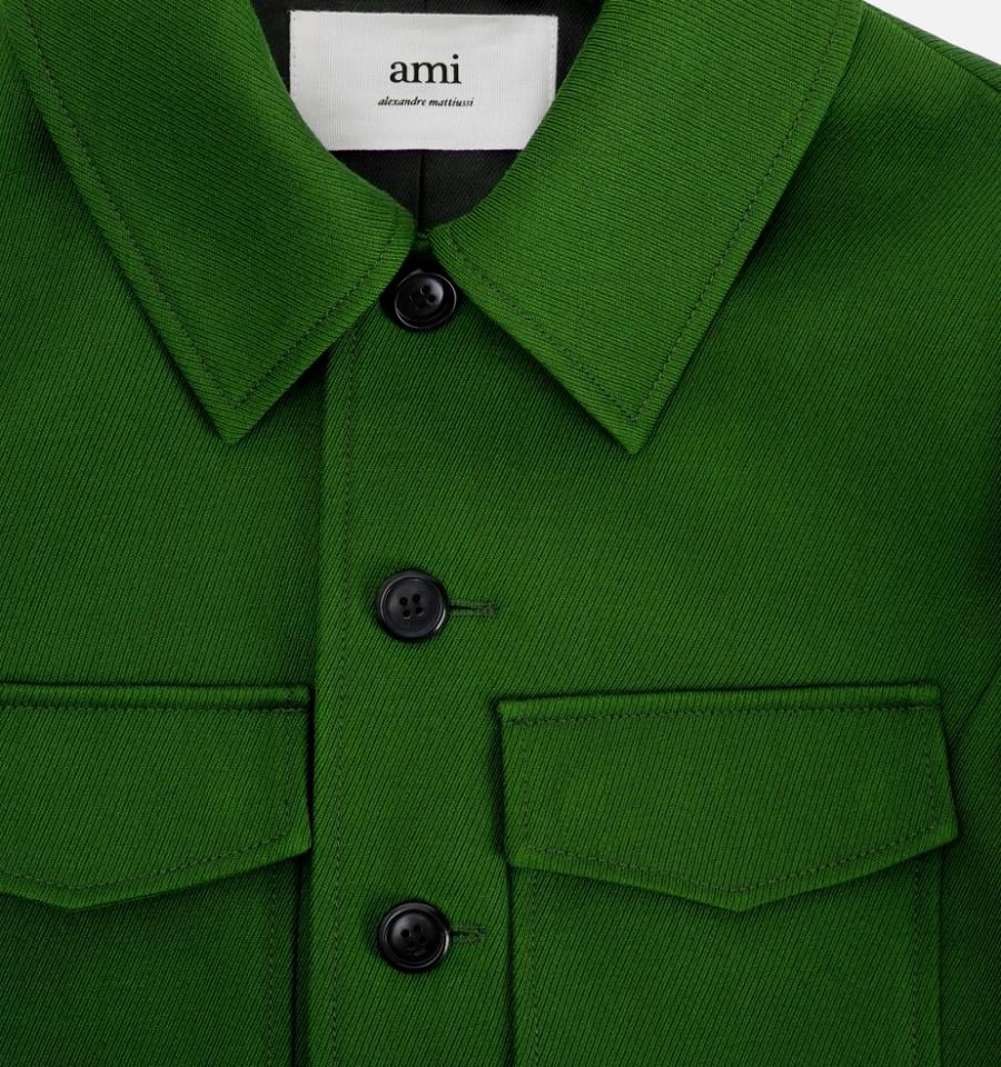 Women's Ami Paris Buttoned Jackets Green | ami-MY554