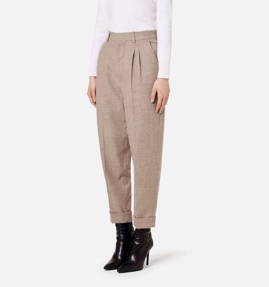 Women's Ami Paris Carrot Fit Pants Khaki | ami-MY399