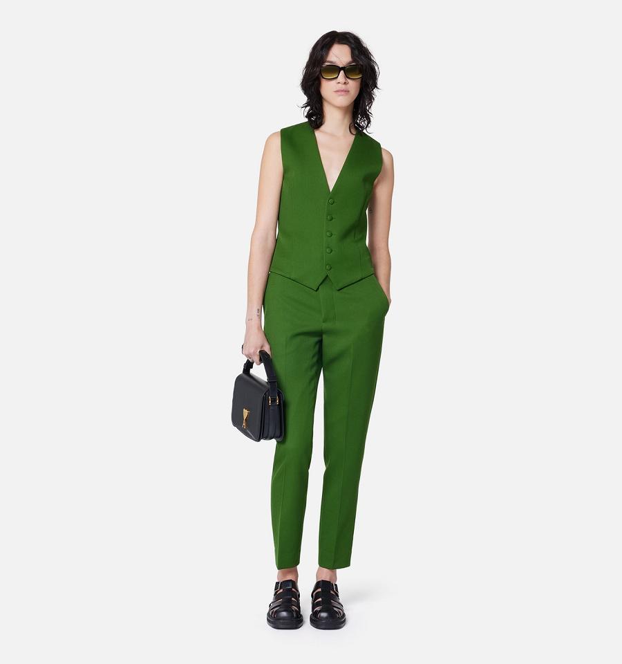 Women's Ami Paris Cigarette Fit Pants Green | ami-MY592