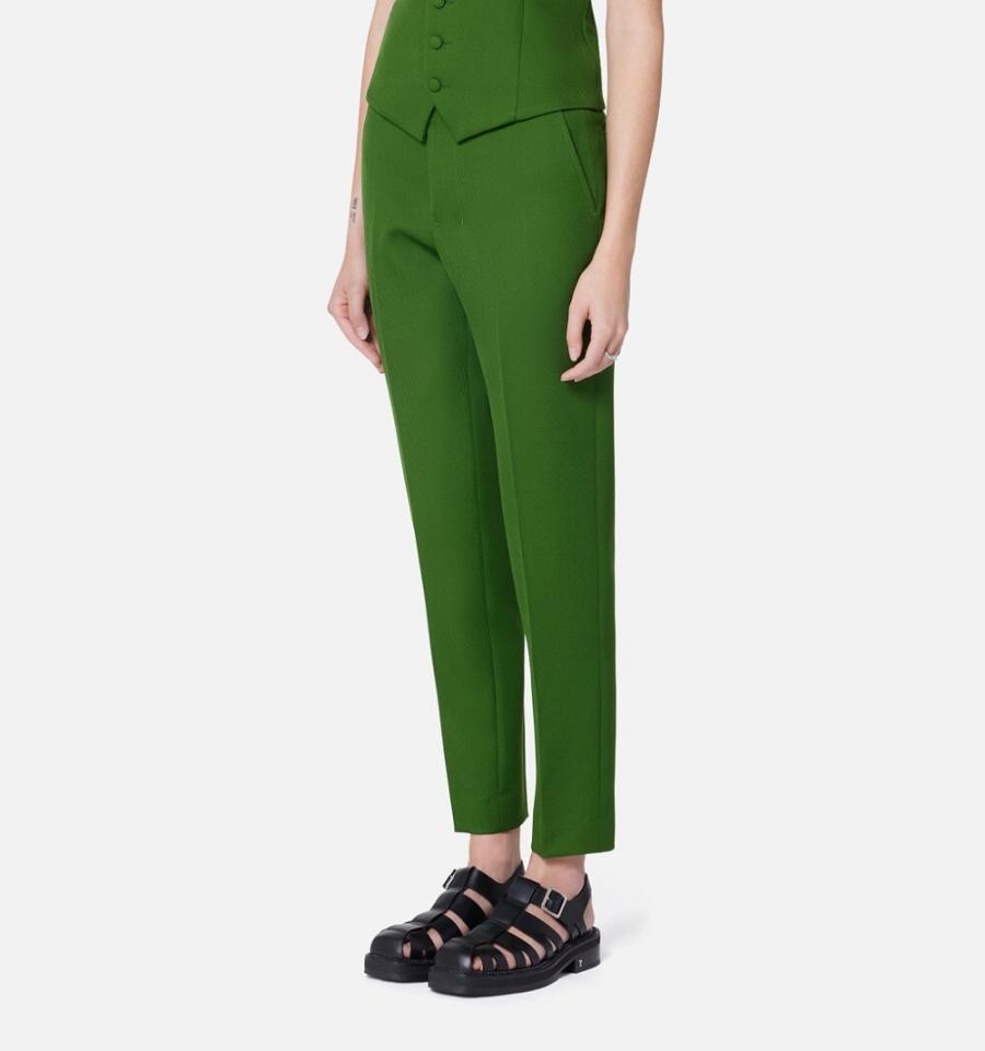 Women's Ami Paris Cigarette Fit Pants Green | ami-MY592