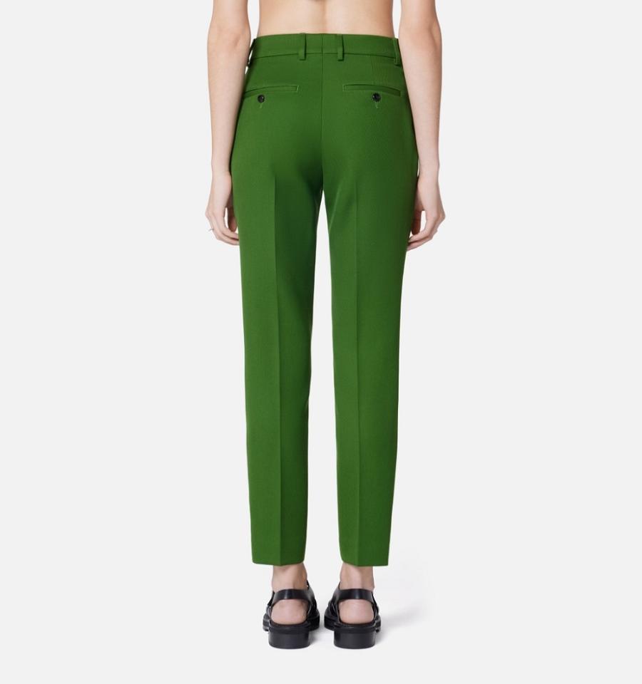 Women's Ami Paris Cigarette Fit Pants Green | ami-MY592