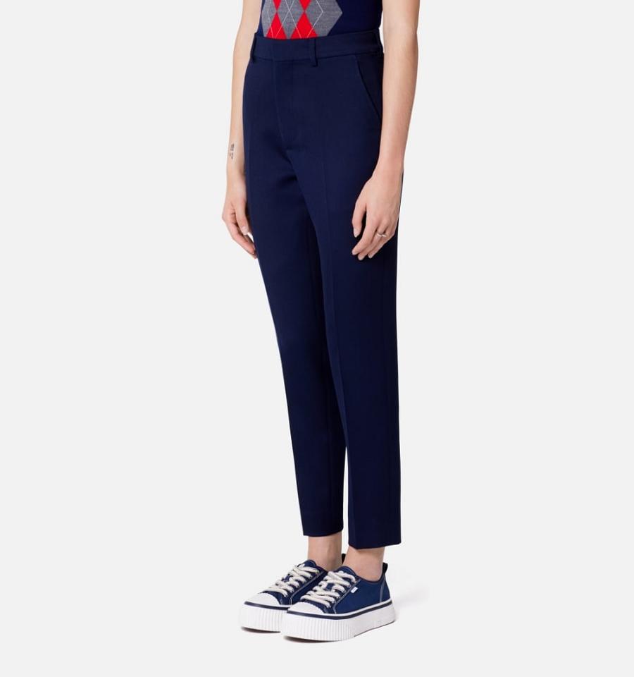 Women's Ami Paris Cigarette Fit Pants Navy | ami-MY224