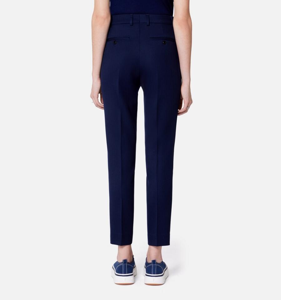 Women's Ami Paris Cigarette Fit Pants Navy | ami-MY224