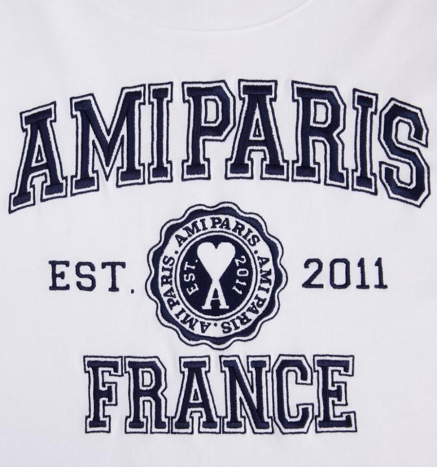 Women's Ami Paris Cropped Amiparis France T Shirts White | ami-MY260