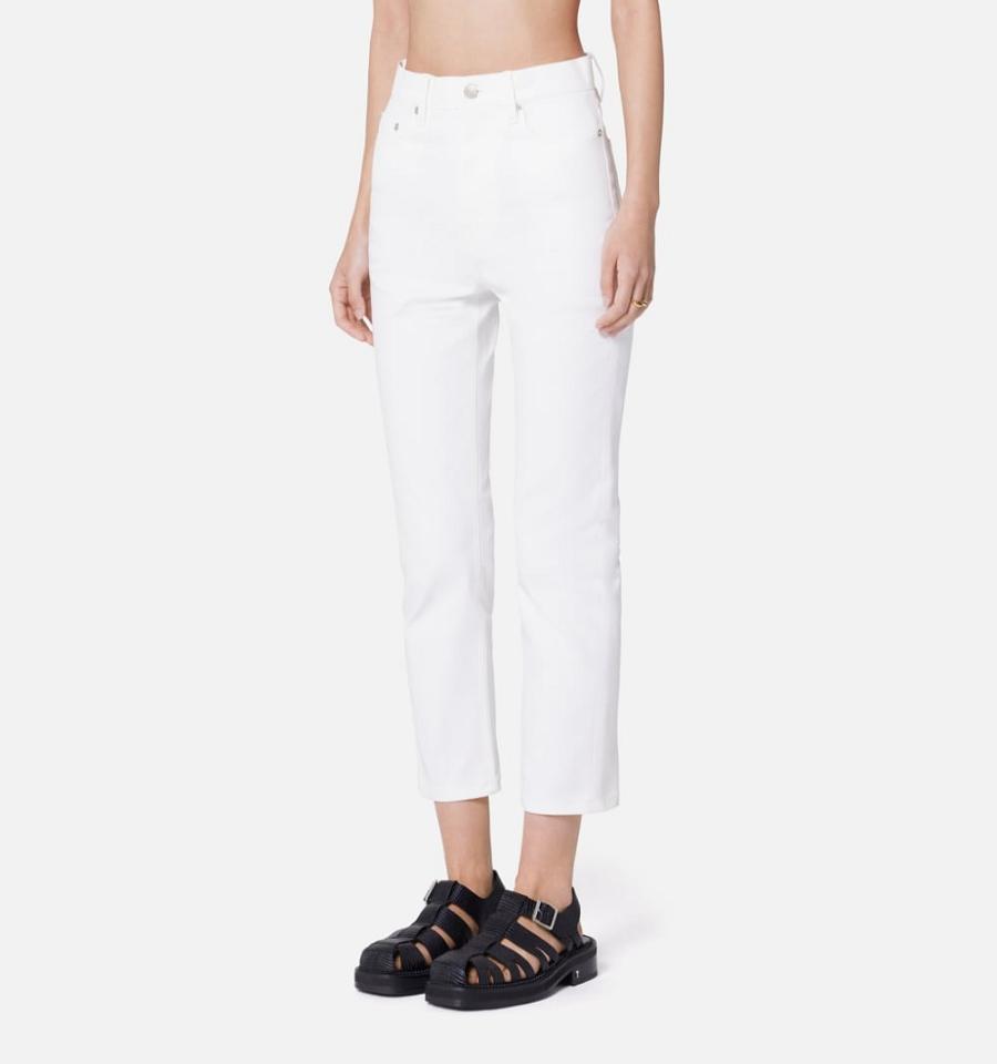 Women's Ami Paris Cropped Slim Fit Denim White | ami-MY211