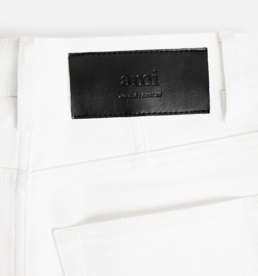 Women's Ami Paris Cropped Slim Fit Denim White | ami-MY211