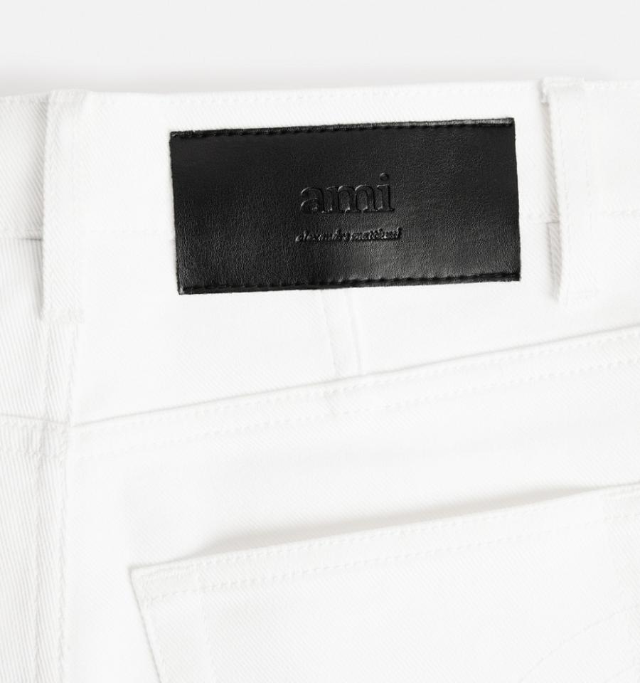 Women's Ami Paris Cropped Slim Fit Pants White | ami-MY482