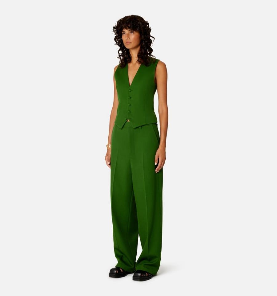 Women's Ami Paris Fitted Sleeveless Jackets Green | ami-MY332