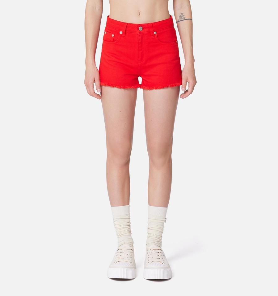 Women's Ami Paris Five Pockets Mini Shorts Red | ami-MY123