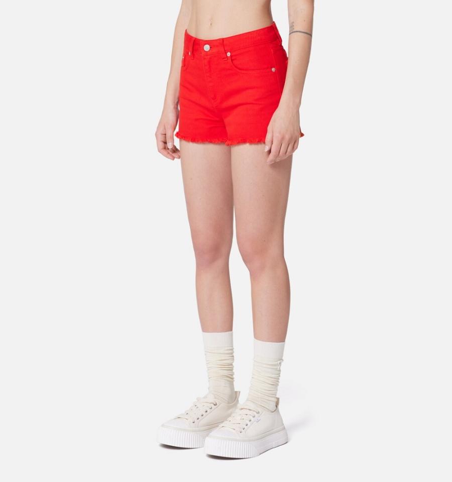 Women's Ami Paris Five Pockets Mini Shorts Red | ami-MY123