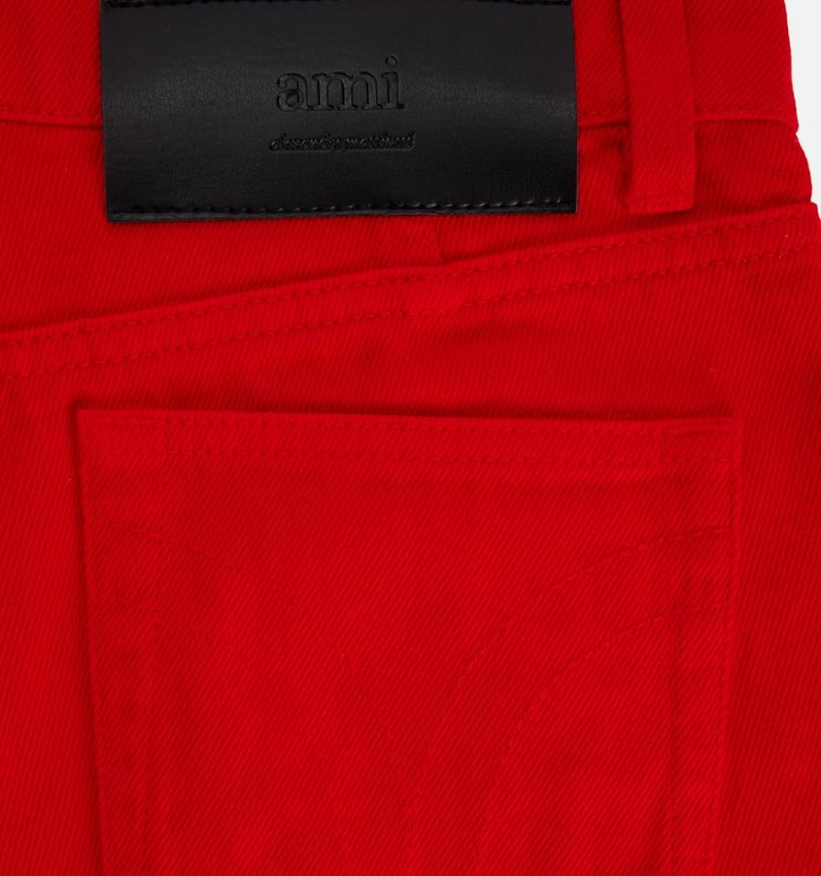 Women's Ami Paris Five Pockets Mini Shorts Red | ami-MY123