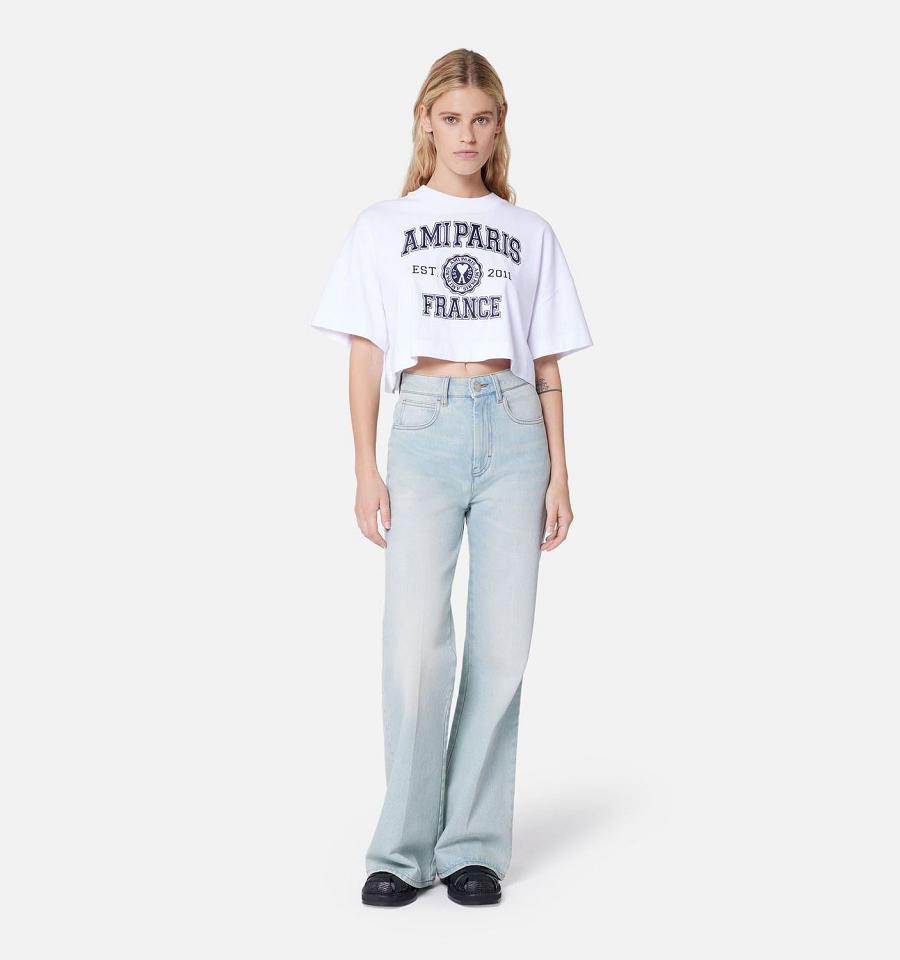 Women's Ami Paris Flare Fit Denim Blue | ami-MY379