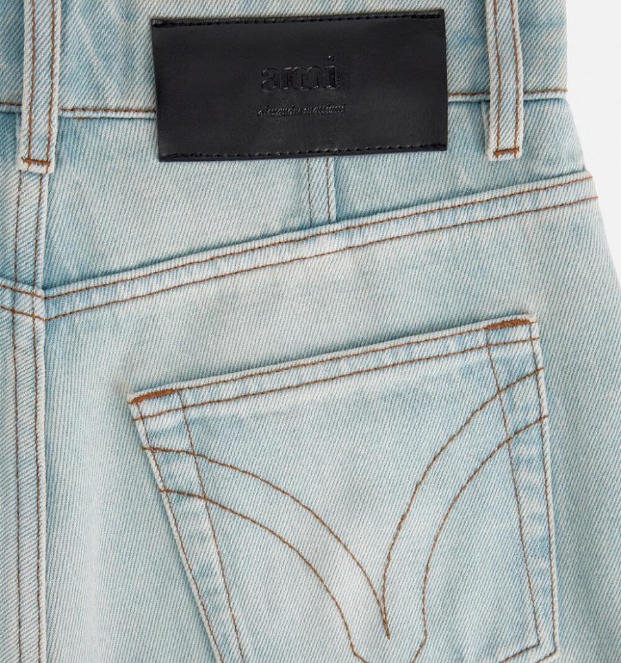 Women's Ami Paris Flare Fit Denim Blue | ami-MY379