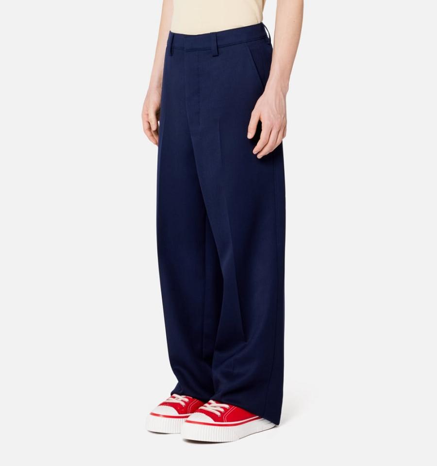 Women's Ami Paris Large Fit Pants Navy | ami-MY241