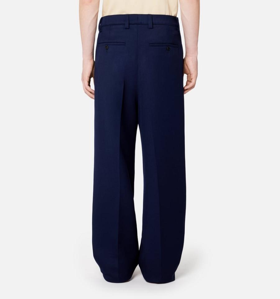 Women's Ami Paris Large Fit Pants Navy | ami-MY241