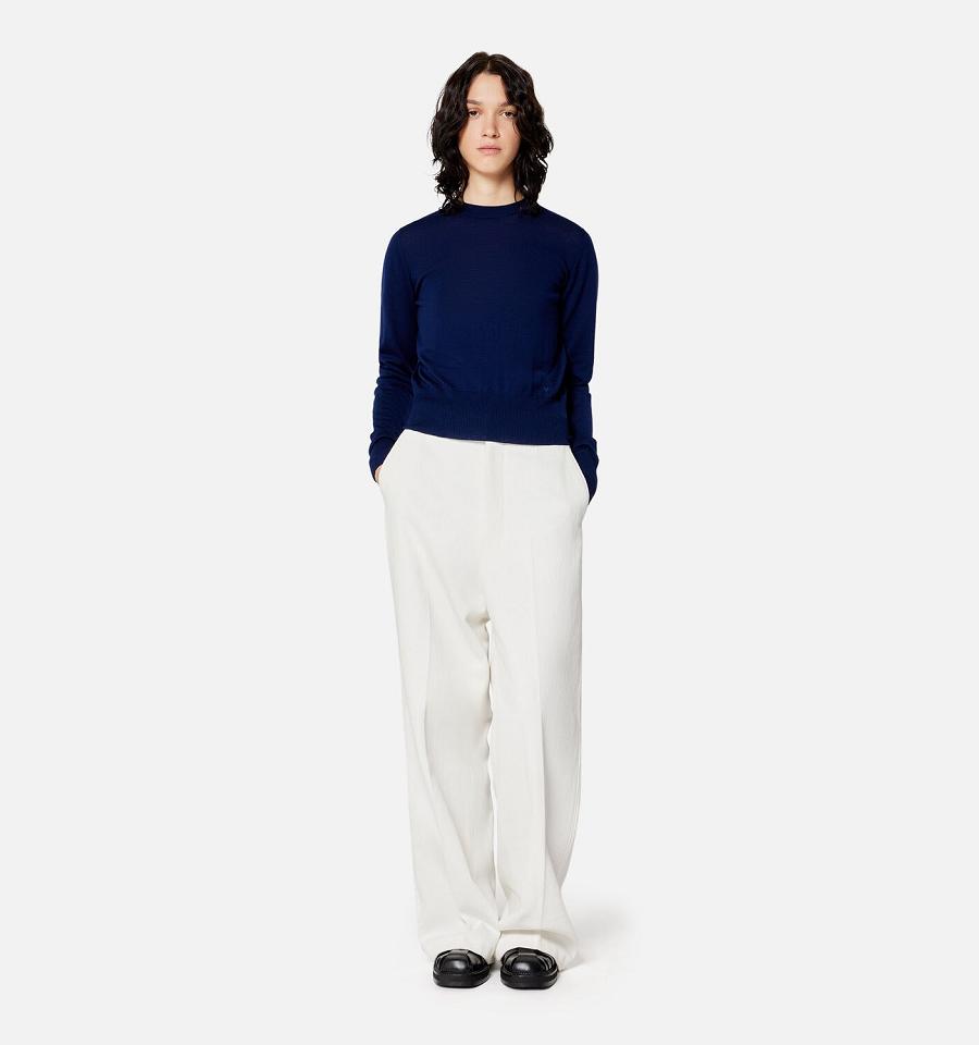 Women's Ami Paris Large Fit Pants White | ami-MY542