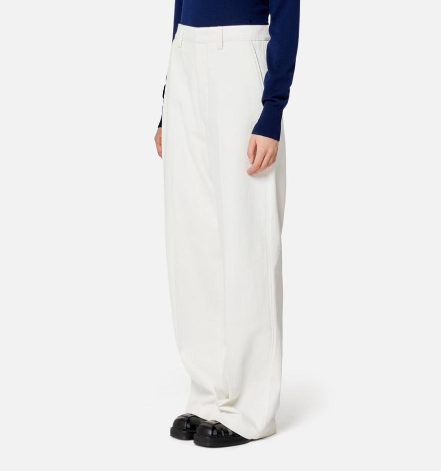 Women's Ami Paris Large Fit Pants White | ami-MY542