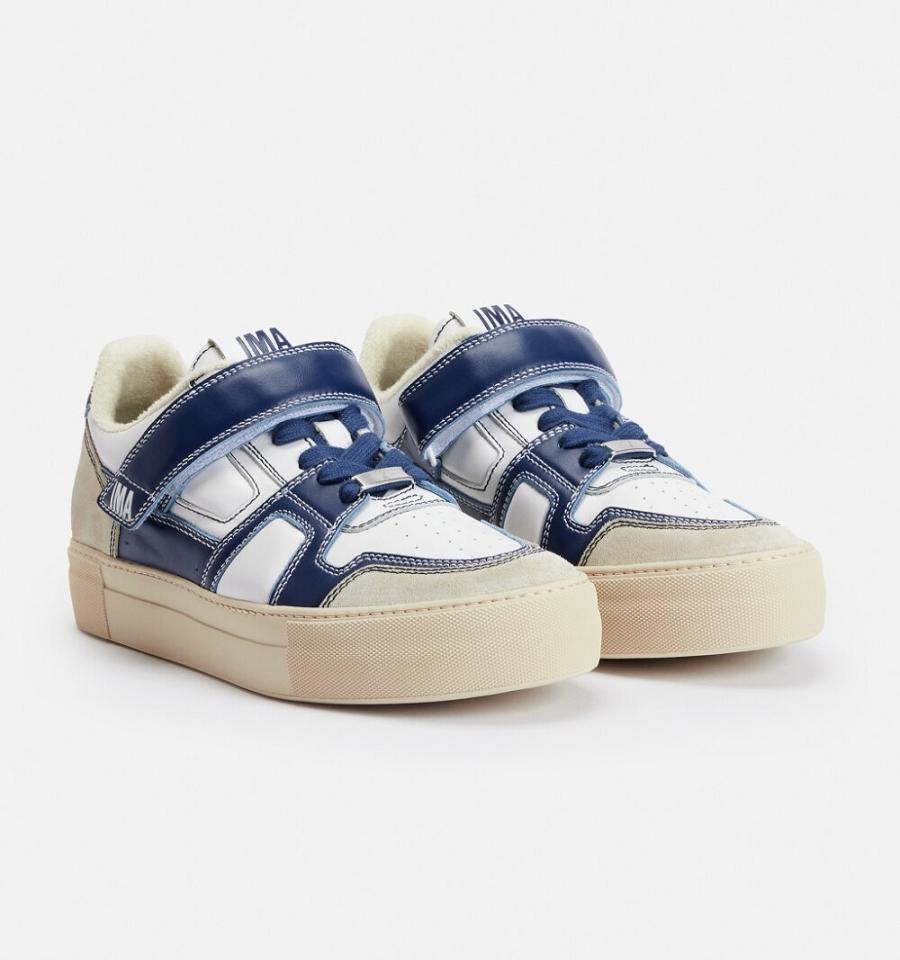 Women's Ami Paris Low Top Ami Arcade Sneakers White / Navy | ami-MY239