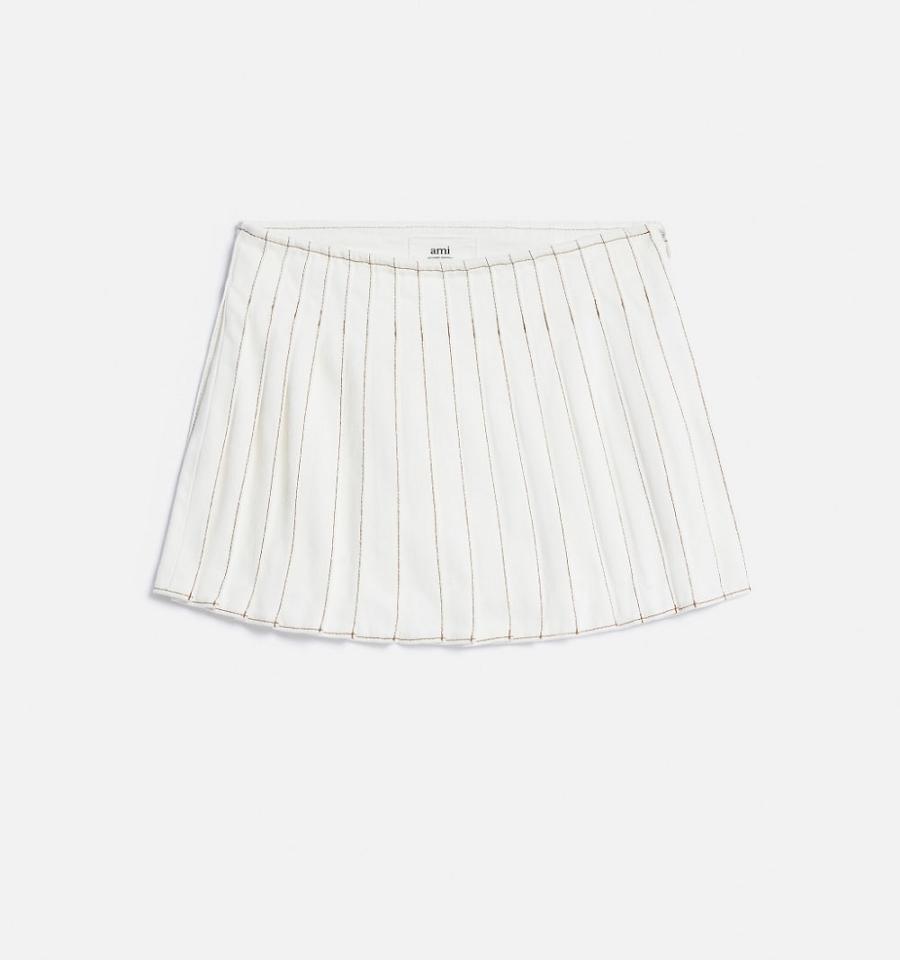 Women's Ami Paris Pleated Skirts White | ami-MY369