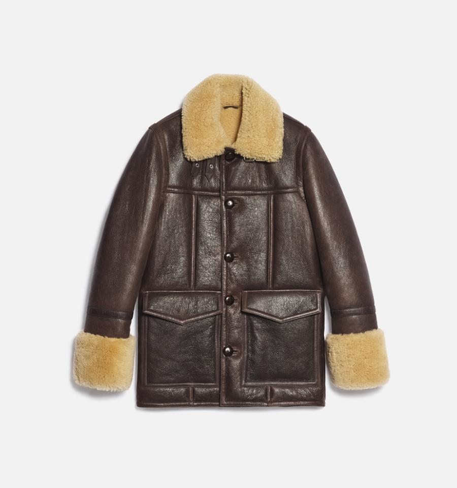 Women's Ami Paris Shearling Buttoned Jackets Brown | ami-MY181