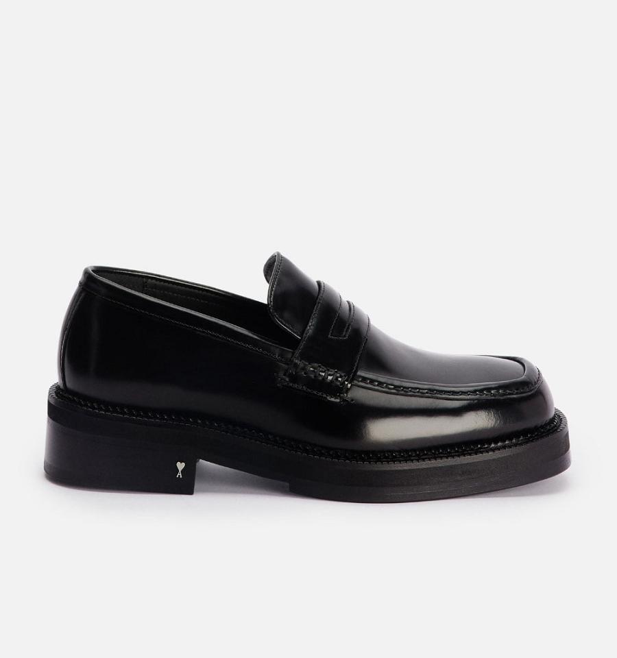 Women's Ami Paris Square Toe Loafers Black | ami-MY165