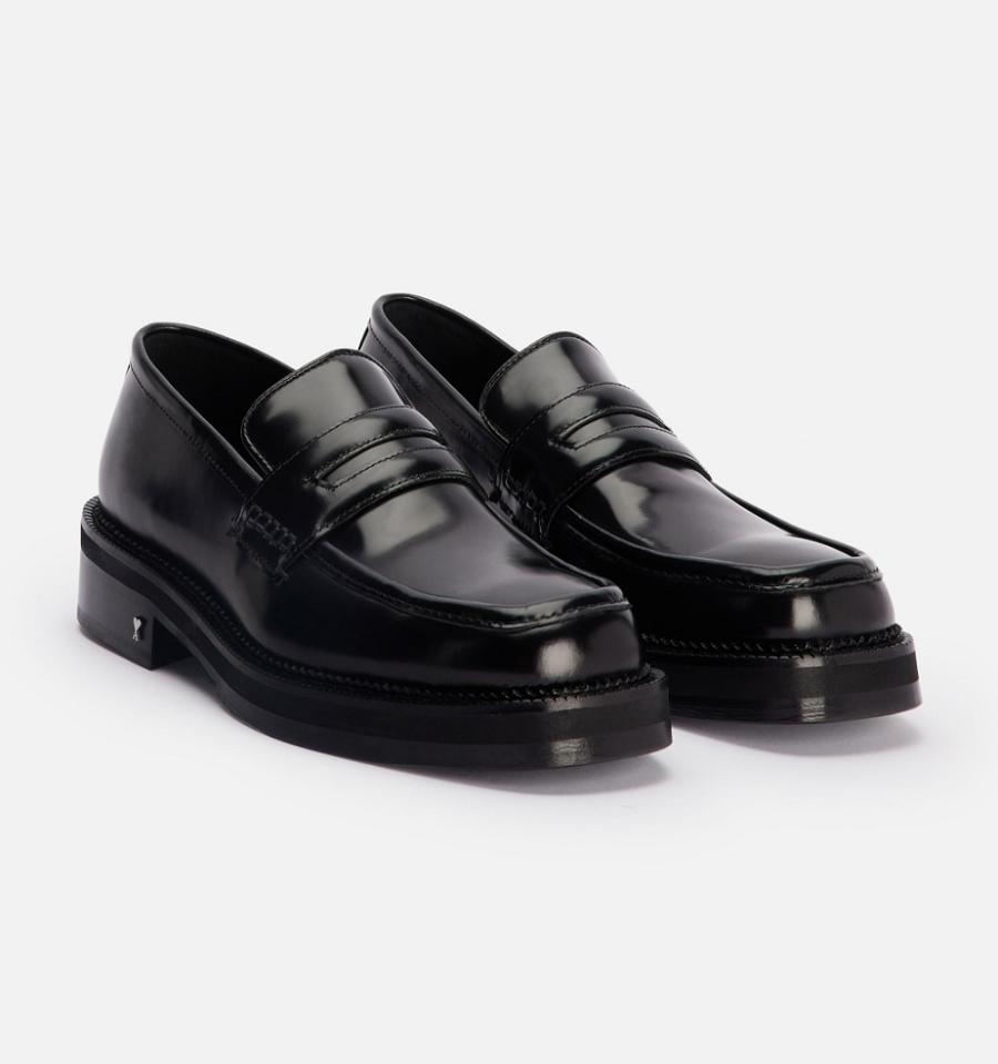 Women's Ami Paris Square Toe Loafers Black | ami-MY165