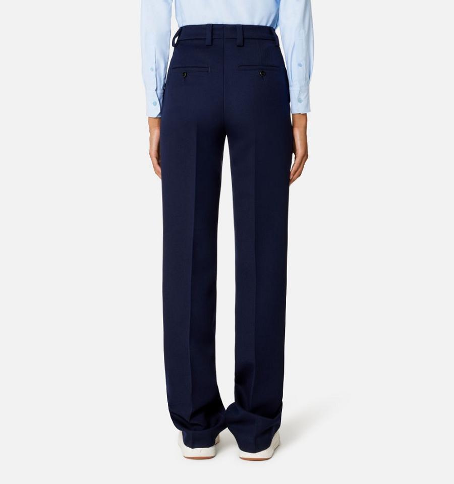 Women's Ami Paris Straight Fit Pants Navy | ami-MY184