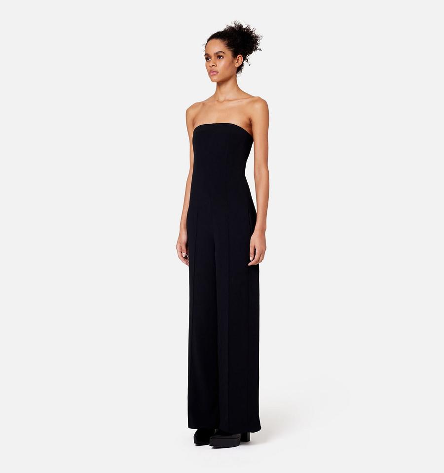 Women's Ami Paris Strapless Jumpsuits Black | ami-MY356