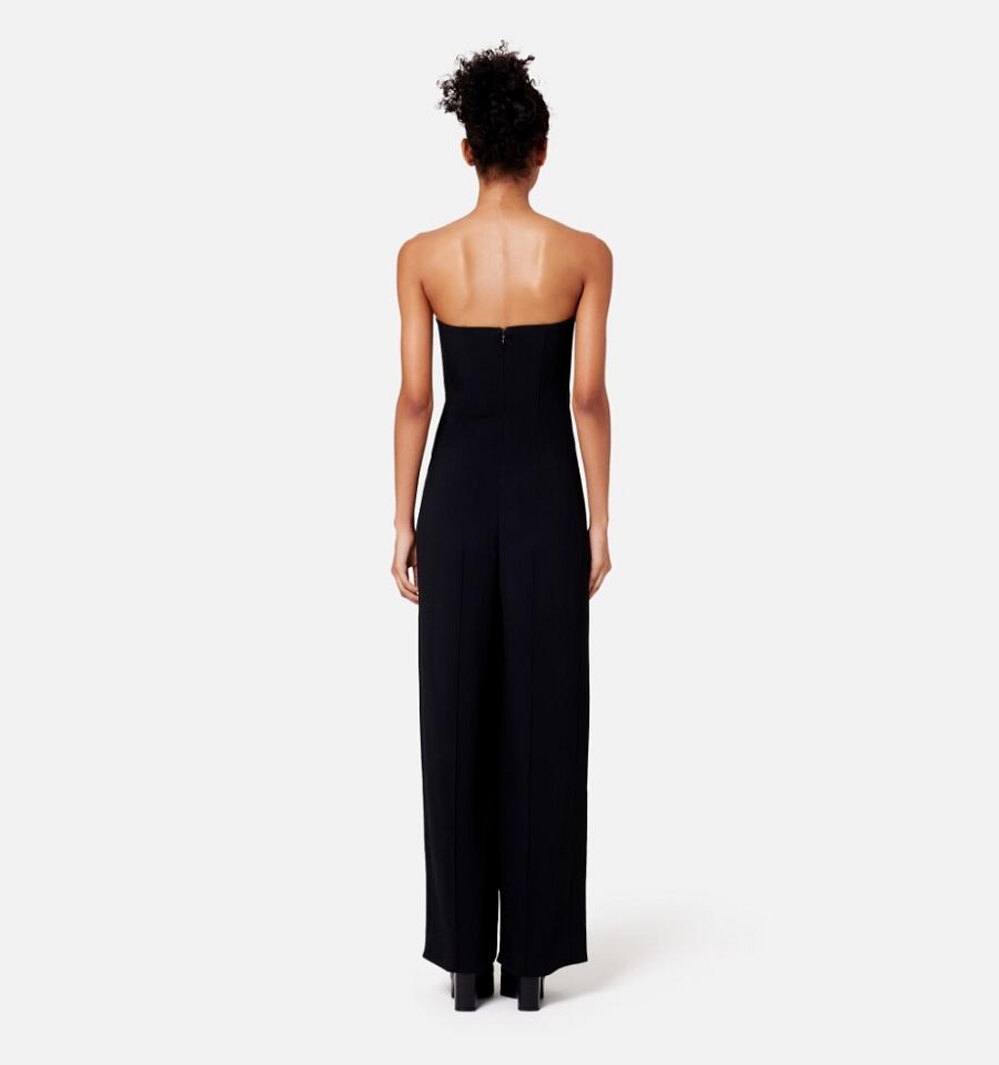 Women's Ami Paris Strapless Jumpsuits Black | ami-MY356