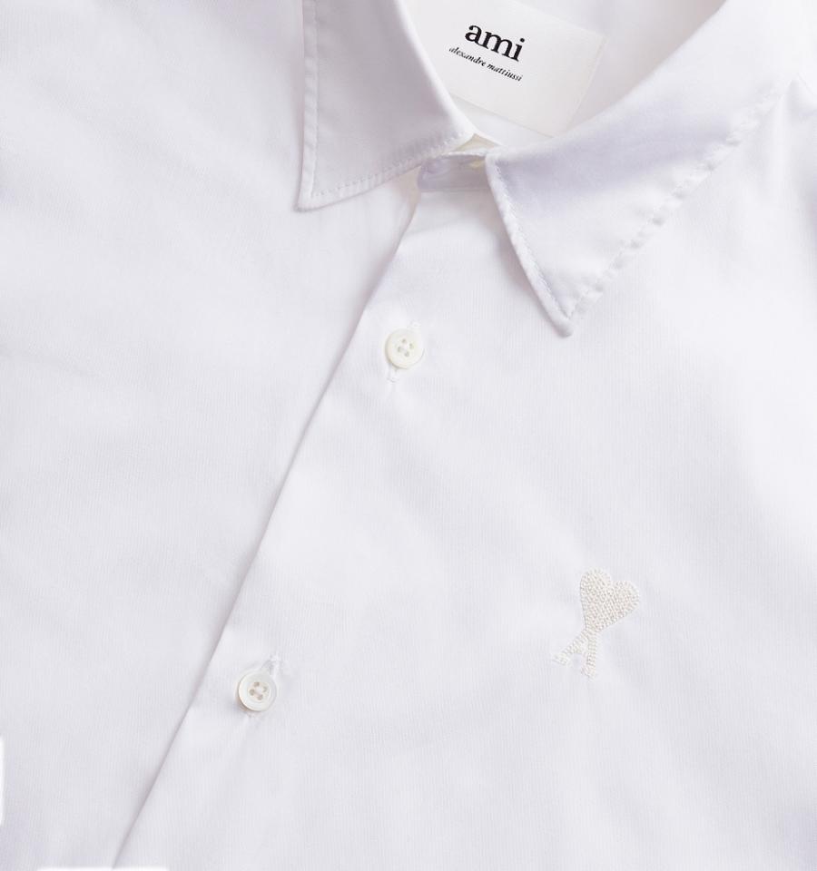 Women's Ami Paris Tonal Ami de Coeur Shirts White | ami-MY168