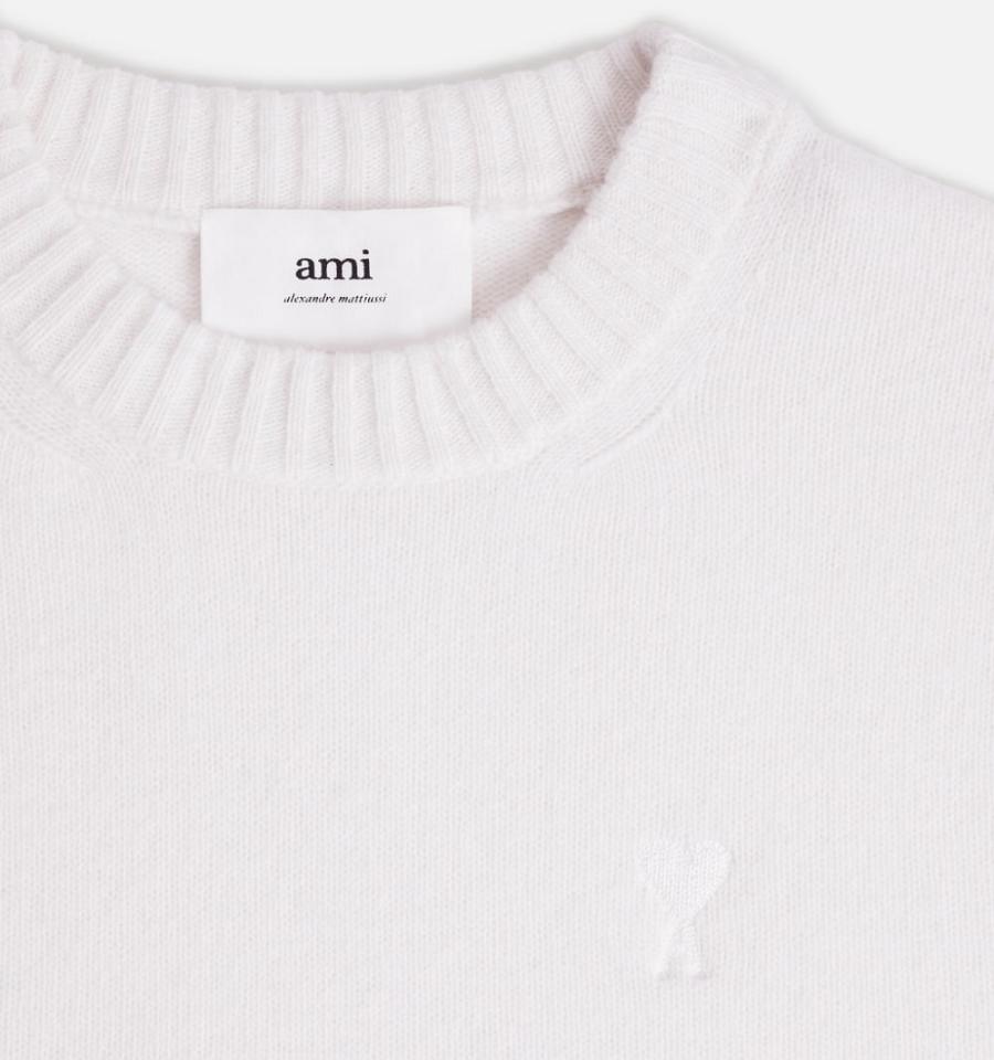 Women's Ami Paris Tonal Ami de Coeur Sweaters White | ami-MY420