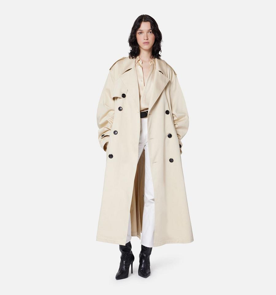 Women's Ami Paris Trench Jackets Khaki | ami-MY129