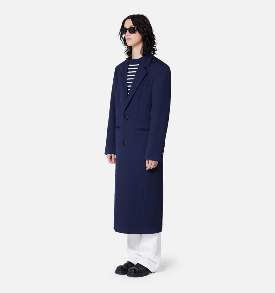 Women's Ami Paris Two Buttons Coats Navy | ami-MY159