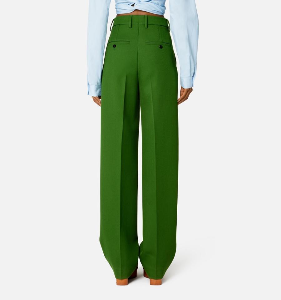 Women's Ami Paris Wide Fit Pants Green | ami-MY471